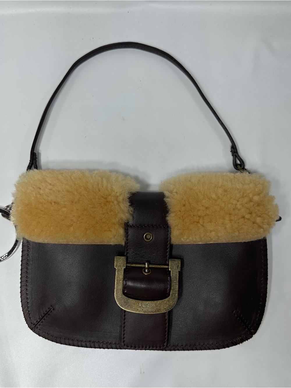 UGG Australia Shearling Leather Mini Shoulder Bag/Wristlet Brown Y2K